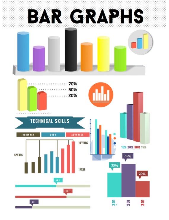 Items similar to Beautiful Bar Graphs Vectors for Microsoft Word Fully ...