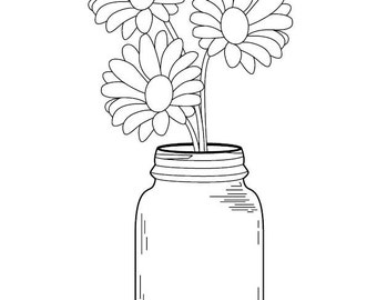 Mason Jar Adult Coloring Pages