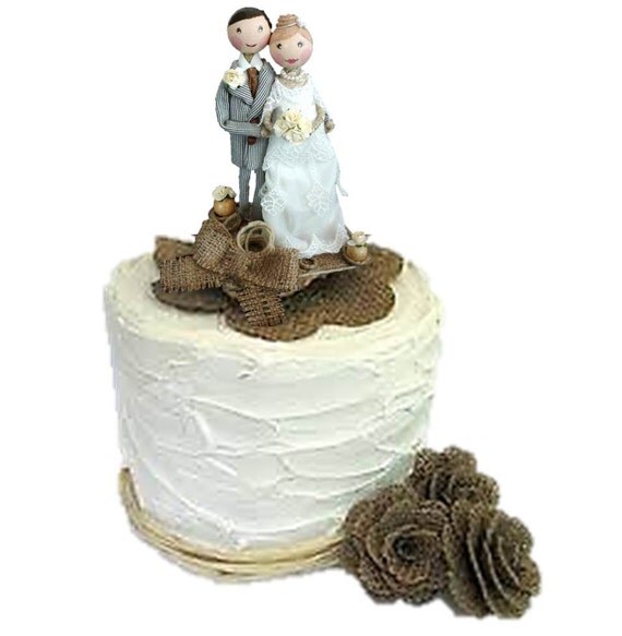 wedding cake topper with custom dress shabby chic by wedding cake topper with custom dress shabby chic by