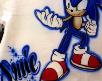 Personalized Custom Airbrushed Sonic the Hedgehog Inspired T-Shirt ...
