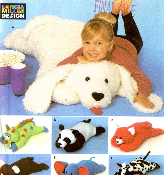 90s Animal pillows stuffed animal toy Stuffie sewing pattern