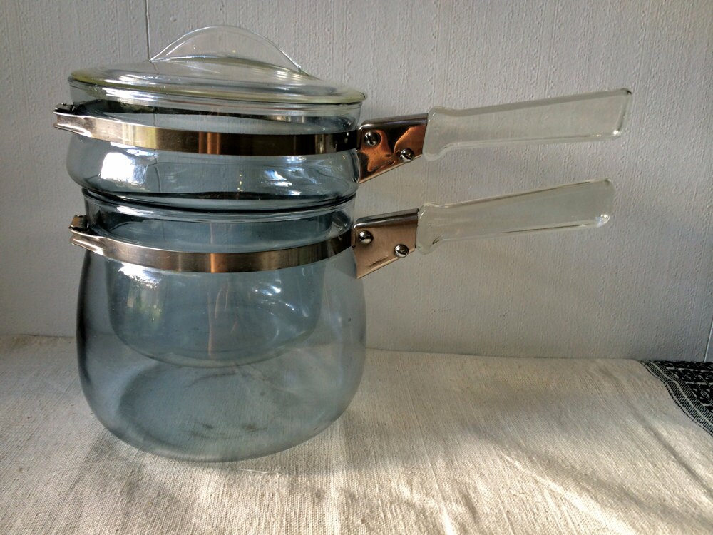 Pyrex Flameware Double Boiler 6763U Glass Vintage 1 1/2 Quart