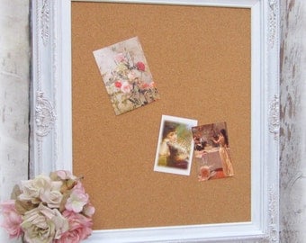 WHITE FRAME CORK BoARD For Sale 31"x27" Baroque New Home Gift Modern Home Office Organizer Decorative Cork board Corkboard Unique Memo Board