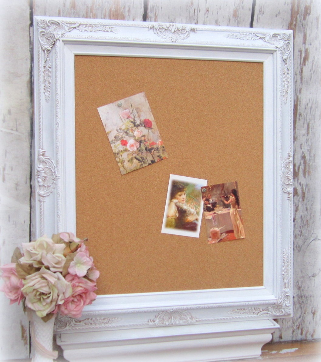 WHITE FRAME CORK BoARD For Sale 31x27 Baroque New