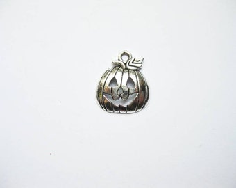 8 Pumpkin Charms in Silver Tone - C860