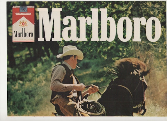 1973 Werbung 2 Seite Marlboro Zigaretten rauchen Mann Pferde