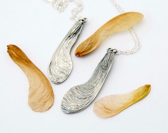 Maple seed necklace - sterling silver cast