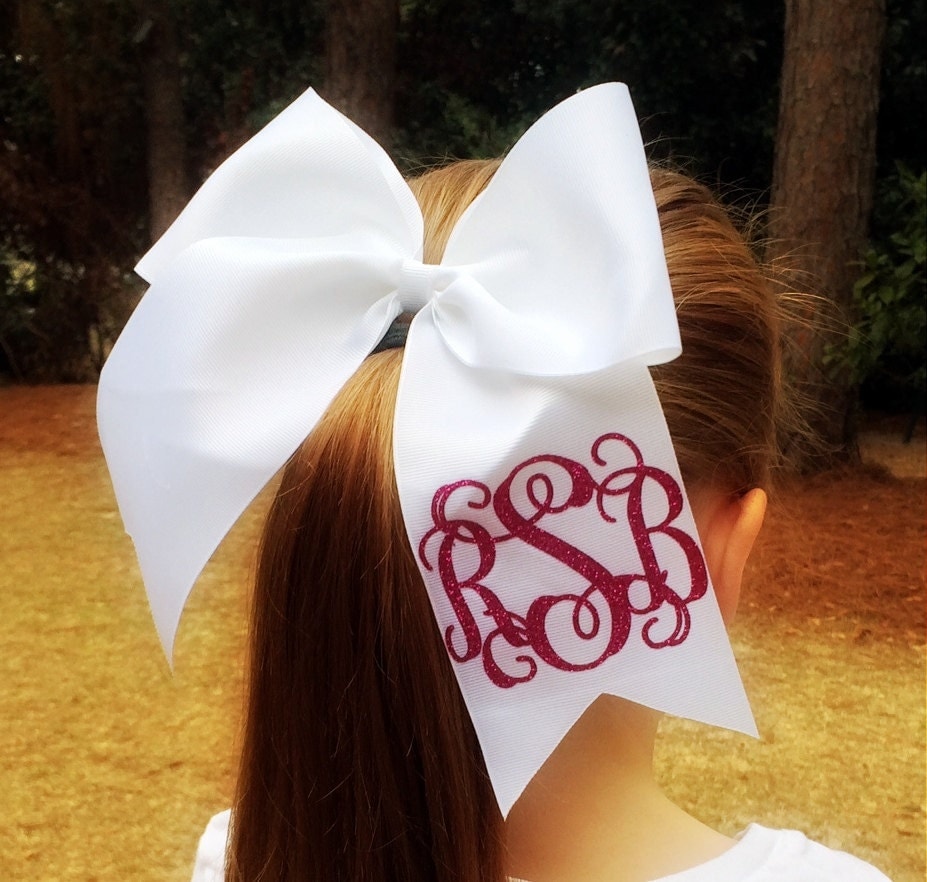 Hair bows Glitter Monogram Cheer Bow Monogrammed Hair Bow