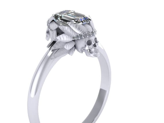 070 075ct emerald cut diamond ring native american headdresses and skulls 14k gold - Native American Wedding Rings 070 075ct emerald cut diamond ring native american headdresses and skulls 14k gold - Native American Wedding Rings