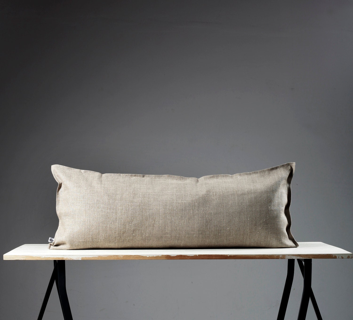 Lumbar pillow cover Gray natural linen fabric pillowcase