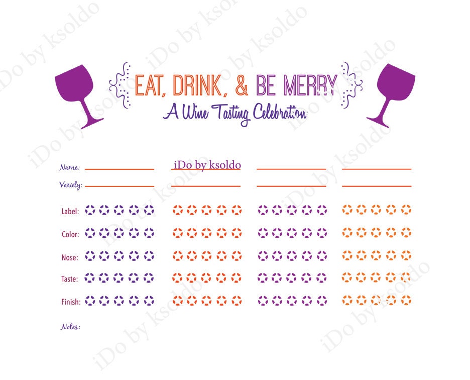 Printable Wine Tasting Mat for up to 8 Wines Wine by ksoldo