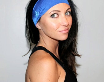 The BEST workout headband ever - FLAWLESS by Manda Bees Moisture Wicking Yoga Marathon 5k Headband - Deep Ocean Blue Fitness Running - ROYAL