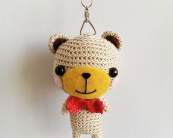 Crochet Bear Keychain, Amigurumi Bear, Bear Bag Charm, Crochet Bear Plush Keychain, Cute Keychain, Kawaii Keychain, Christmas Gift Ideas