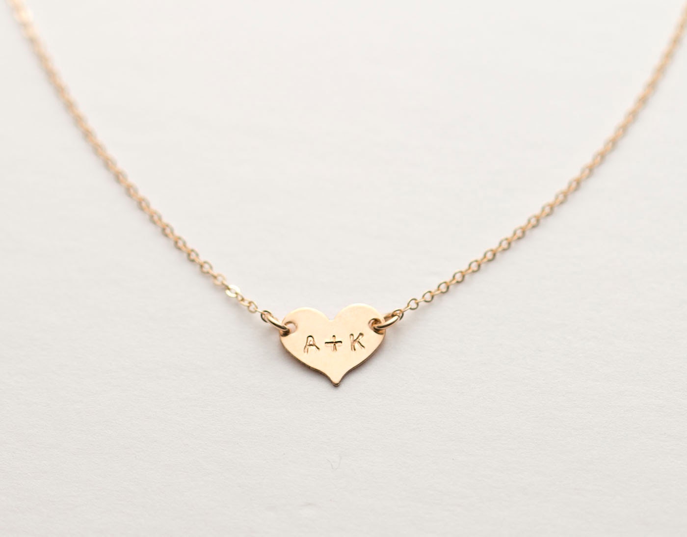 Small Heart Necklace Personalized 14k Gold Fill by LayeredAndLong
