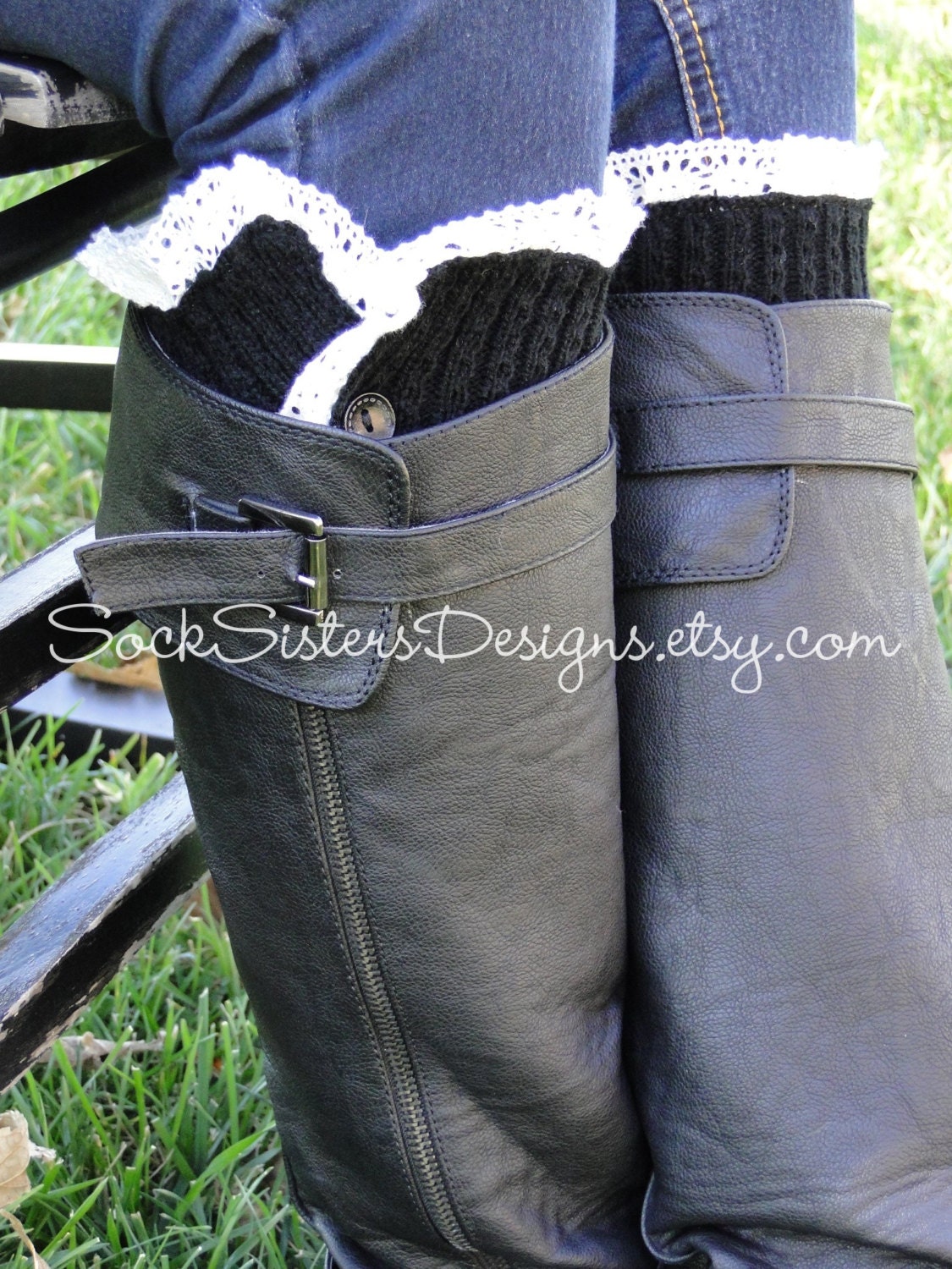 Boot Toppers Boot Cuffs WITH LACE for Women & by TheSockSisters