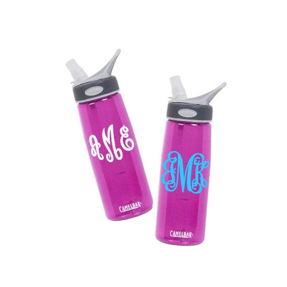 Water Bottle Monogram Decal  Customizable  Glitter Colors Available 