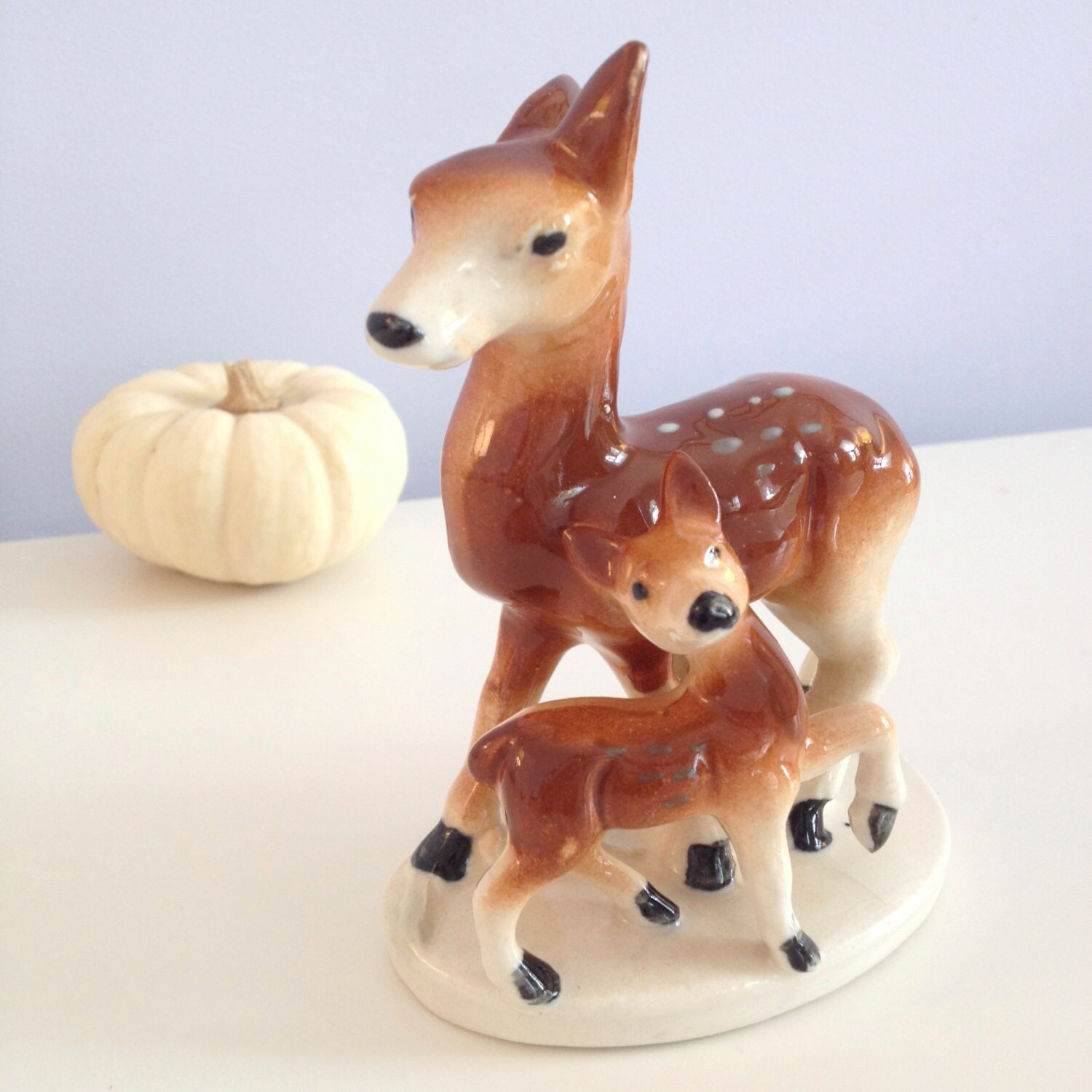 Vintage Ceramic Deer Figurine retro Shabby Chic by KishkeLovely