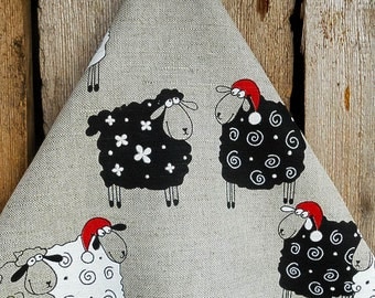 Christmas Towel Sheep Tea Towel Kitchen Towel Christmas Sheep Christmas Tea Towel Yarn Gift DishTowel Lamb Towel Gift Christmas Decor