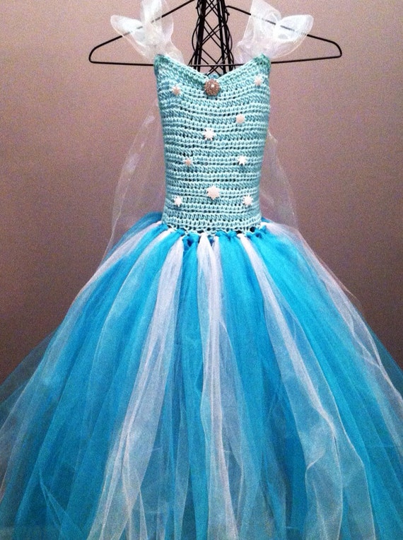 Items similar to Aqua Frozen Princess Elsa, Crochet tutu dress. Hand ...