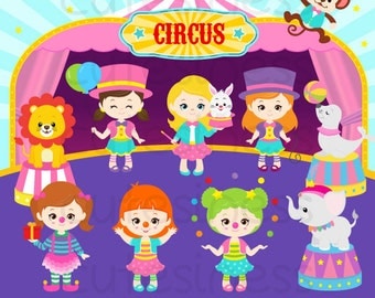 Circus Digital Clipart, Carnival Clipart, Clown clipart