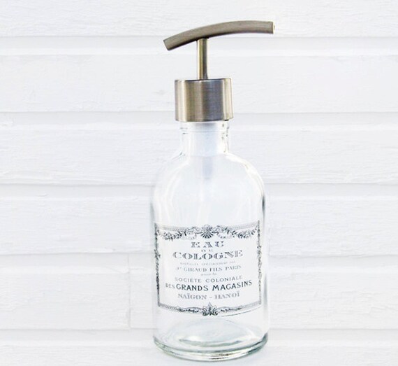 French Soap Dispenser Glass Soap Dispenser Lotion by lovesoldstuff