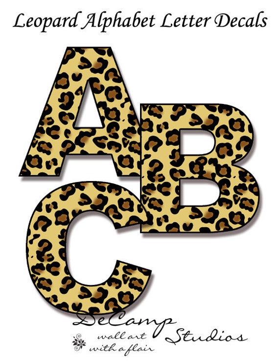 leopard letter decal alphabet wall art childrens animal print
