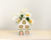 Handpainted house shaped terracotta planter, plant pot, spring summer home decor