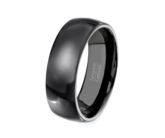 Black Tungsten Ring Dome Style Mens Wedding Band - HIGH QUALITY Mens ...