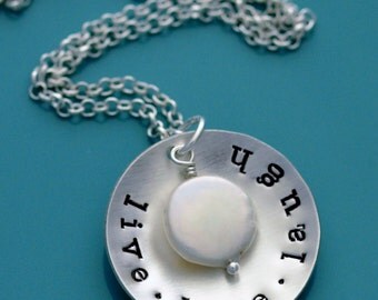 Mommy jewelry Mom necklace Personalize necklace Hand Stamped coin, Sterling Silver Disc engrave disk kid name custom mother handstamp circle