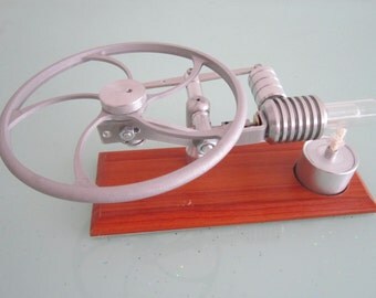 Stirling motor Big Flywheel Horizontal Hot Air Stirling Engine, aluminium crafts, educational toys, science model