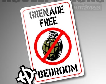 Personalized Metal Sign -NS1005- Custom Metal Sign Airbrush Metal Sign Metal Parking Sign - GRENADE FREE Bedroom