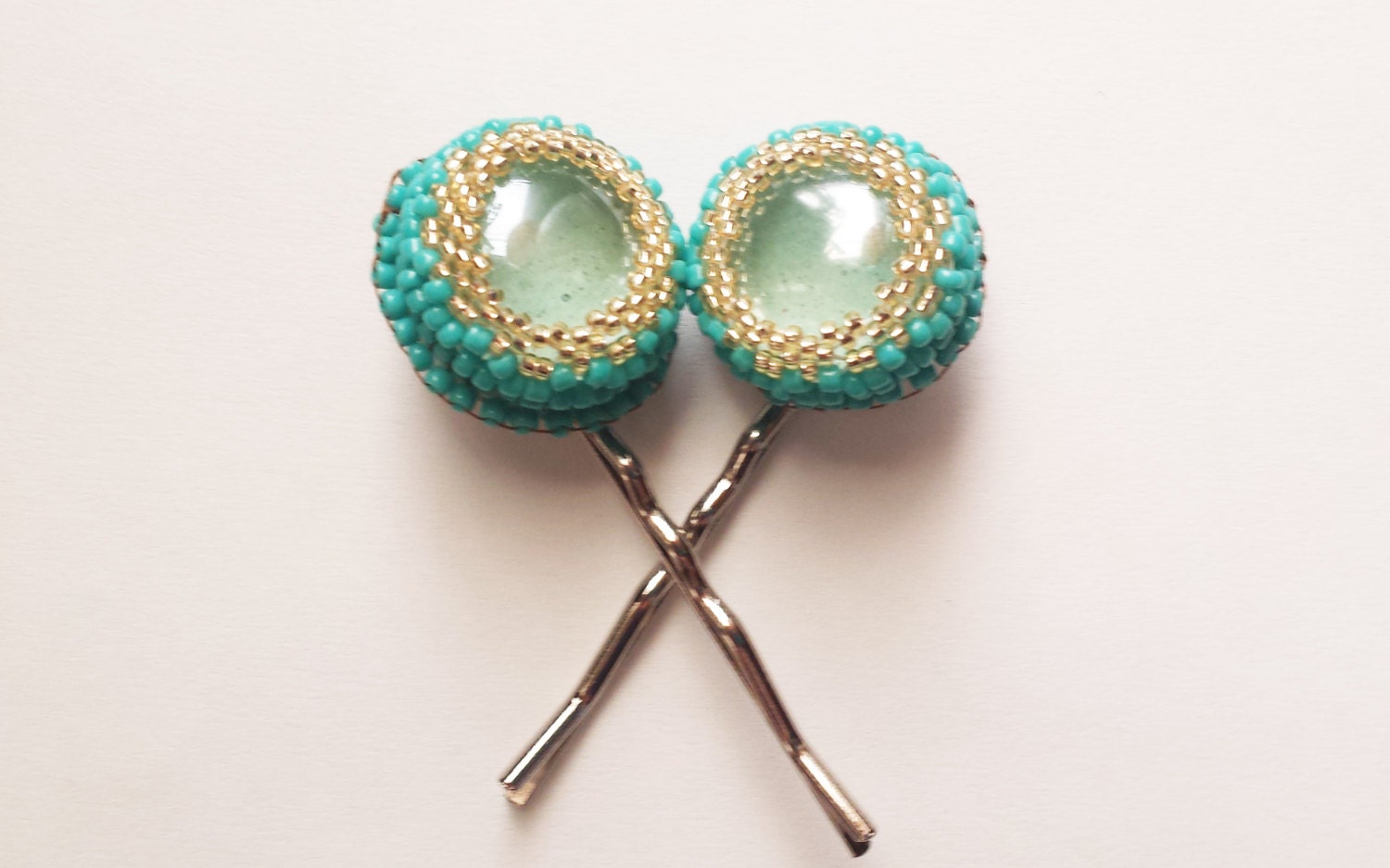 Beadwork Glass Cabochon Hair Pins Hair JewelryBobby Pin