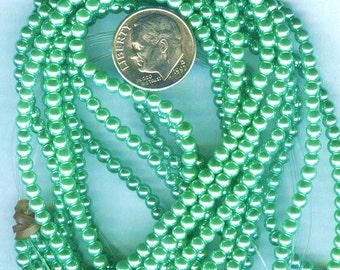3mm Elegant Vivid Green Glass Pearls 50 pcs