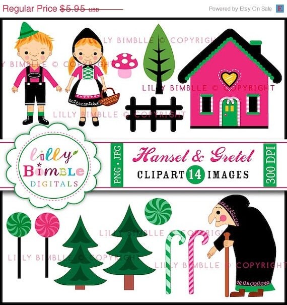 50% off Hansel and Gretel clipart Fairytale candy INStAnt Download Il_570xn