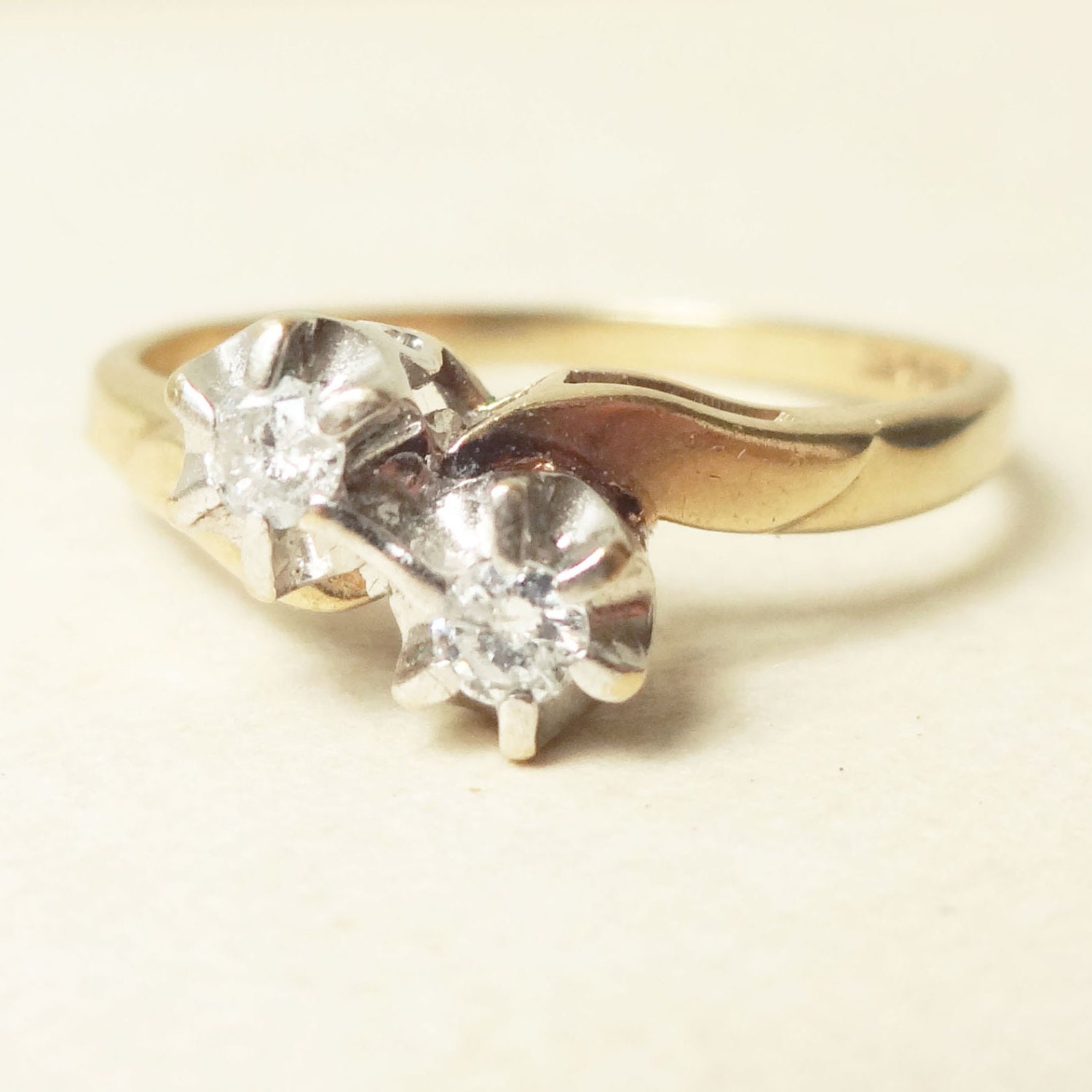 Vintage Twin Diamond Engagement Ring Vintage Diamond by luxedeluxe