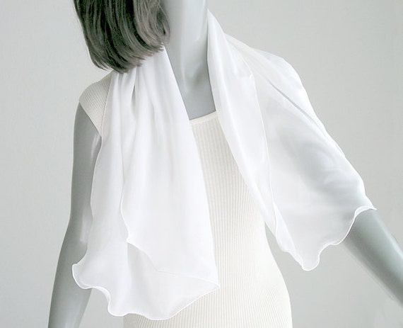 White Silk Scarf White Small Wrap Light Ivory Wrap Silk 3947