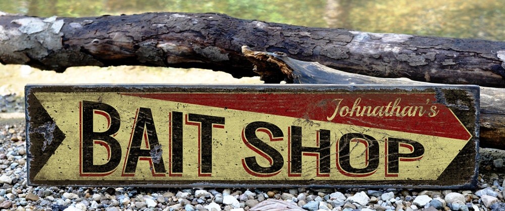 Custom Lake House Bait Shop Sign Rustic Hand Made Vintage