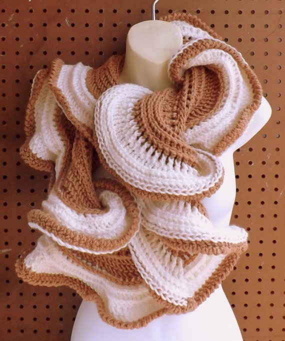 LATTE Crochet Scarf Pattern, Crochet Infinity Scarf Pattern, Ruffle Scarf Crochet Pattern, Ruffle Scarf Pattern, Cowl Scarf Pattern