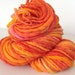 ON FIRE - Handspun BFL Wool Yarn, Super Bulky, 82 yards, 4.0 oz Singles Thick and Thin Wool Waldorf Doll Hair Knitting Crochet Weaving