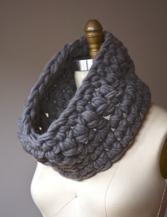 octopus realistic crochet free pattern super  cowl SALE thick snood structured gray chunky  crochet