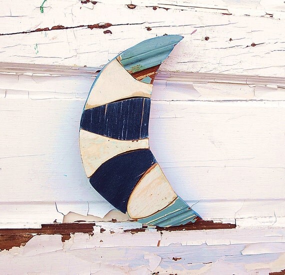 Reclaimed Wood Art Crescent Moon Recycled Wood Art by woodenaht