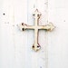 Fleur de Lis Cross, Upcycled Cross, Reclaimed Wood Art, Wood Wall Cross, Religious Decor, French Cross Decor, Cream Cross, Louisiana Cross