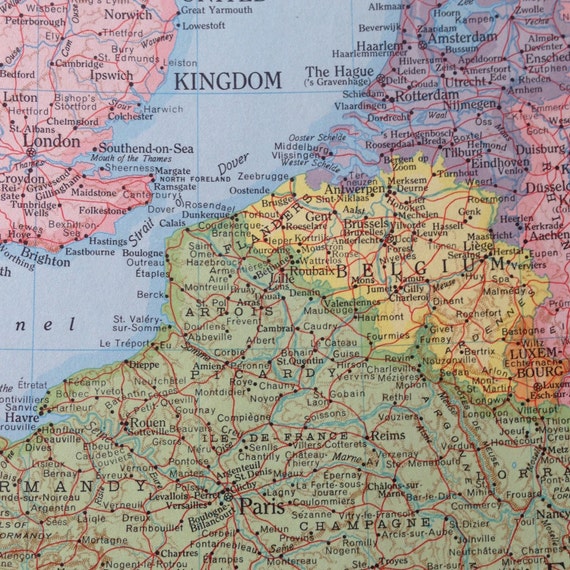 Items similar to France, Belgium, Netherlands, Map Travel Journal ...