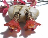 Autumn Russet Flower Earrings w Copper Swarovski Crystals