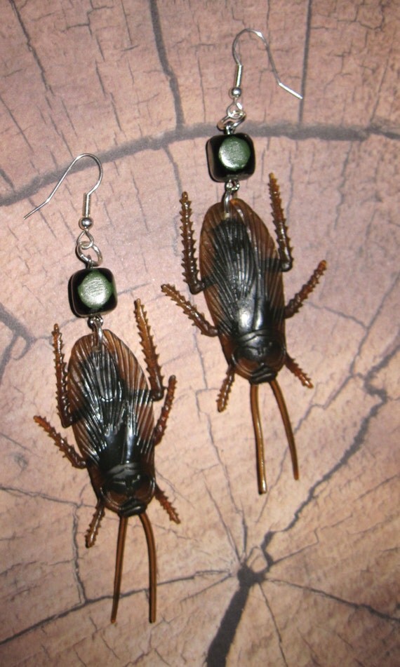 Cockroach Earrings Insect Bug Jewelry Roach Earrings Halloween Creepy Crawly Jewelry FREE SHIPPING To USA/Canada