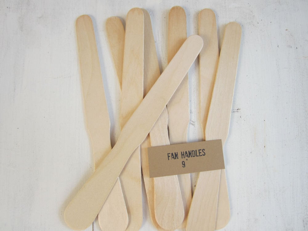 50 Wooden Fan Handle Wedding Fan Stick Auction Fan Handles