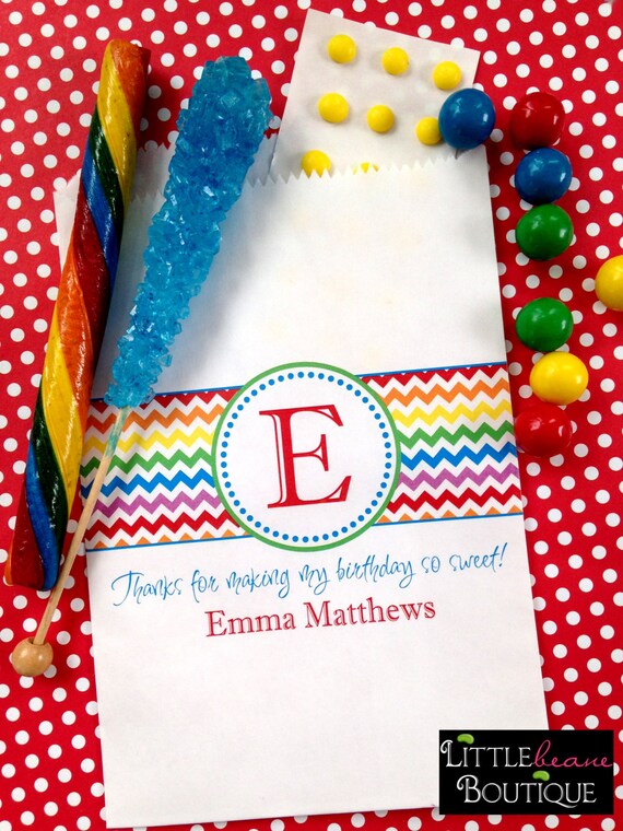 Personalized Candy Bags Chevron candy bags Primary rainbow