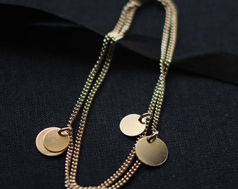 gold charm bracelet - 14k gold filled coin bracelet - gift for women - "bellissima" handmade jewelry