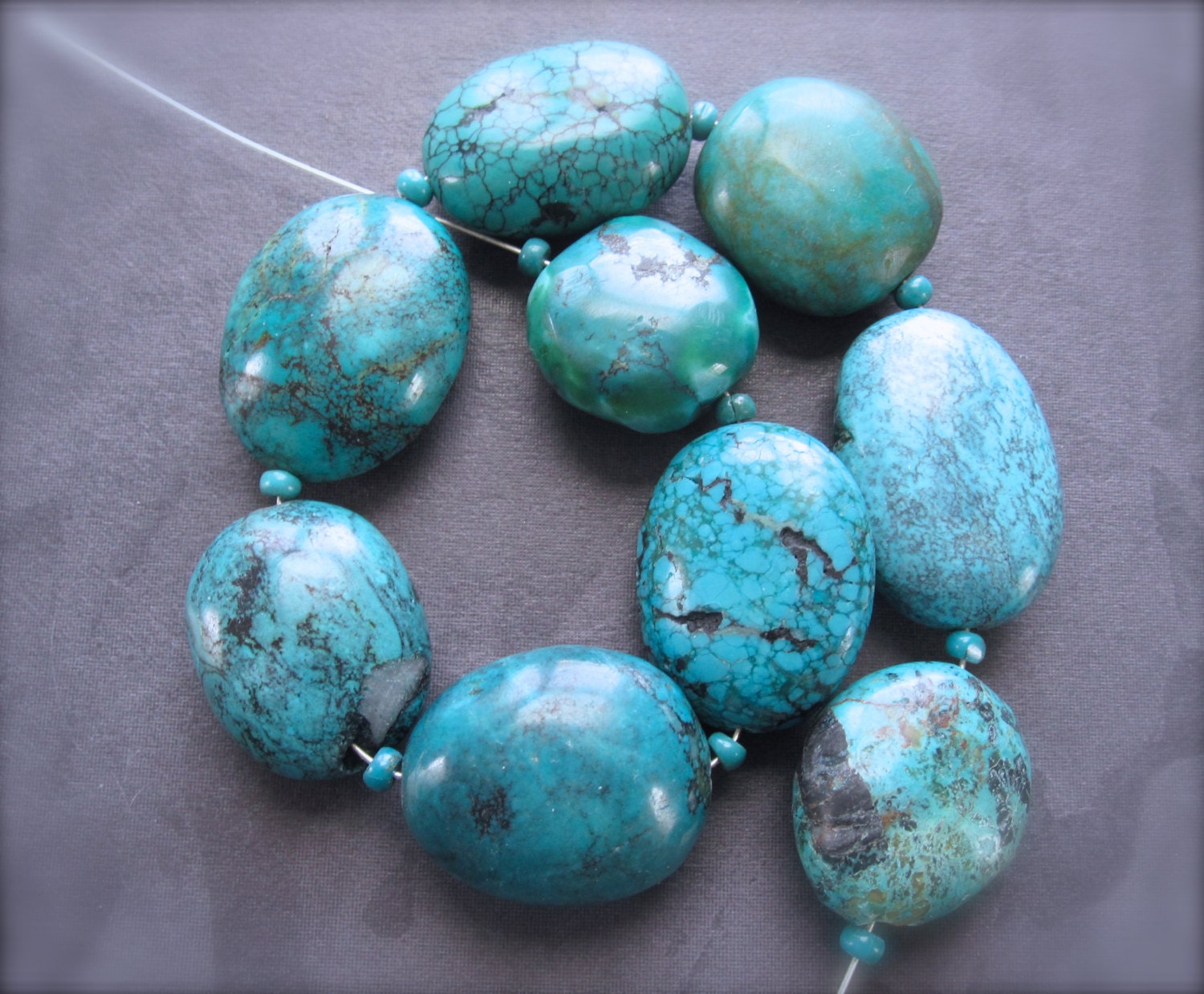 10 1/2 inches Large Smooth Turquoise nuggets Chinese 30mm