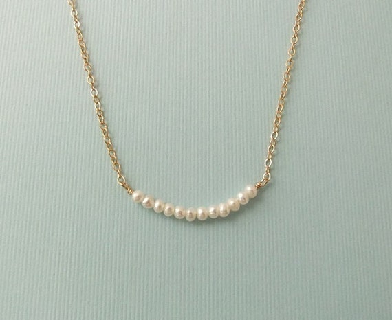 Lined tiny pearl necklace by CrystalBlue07 on Etsy